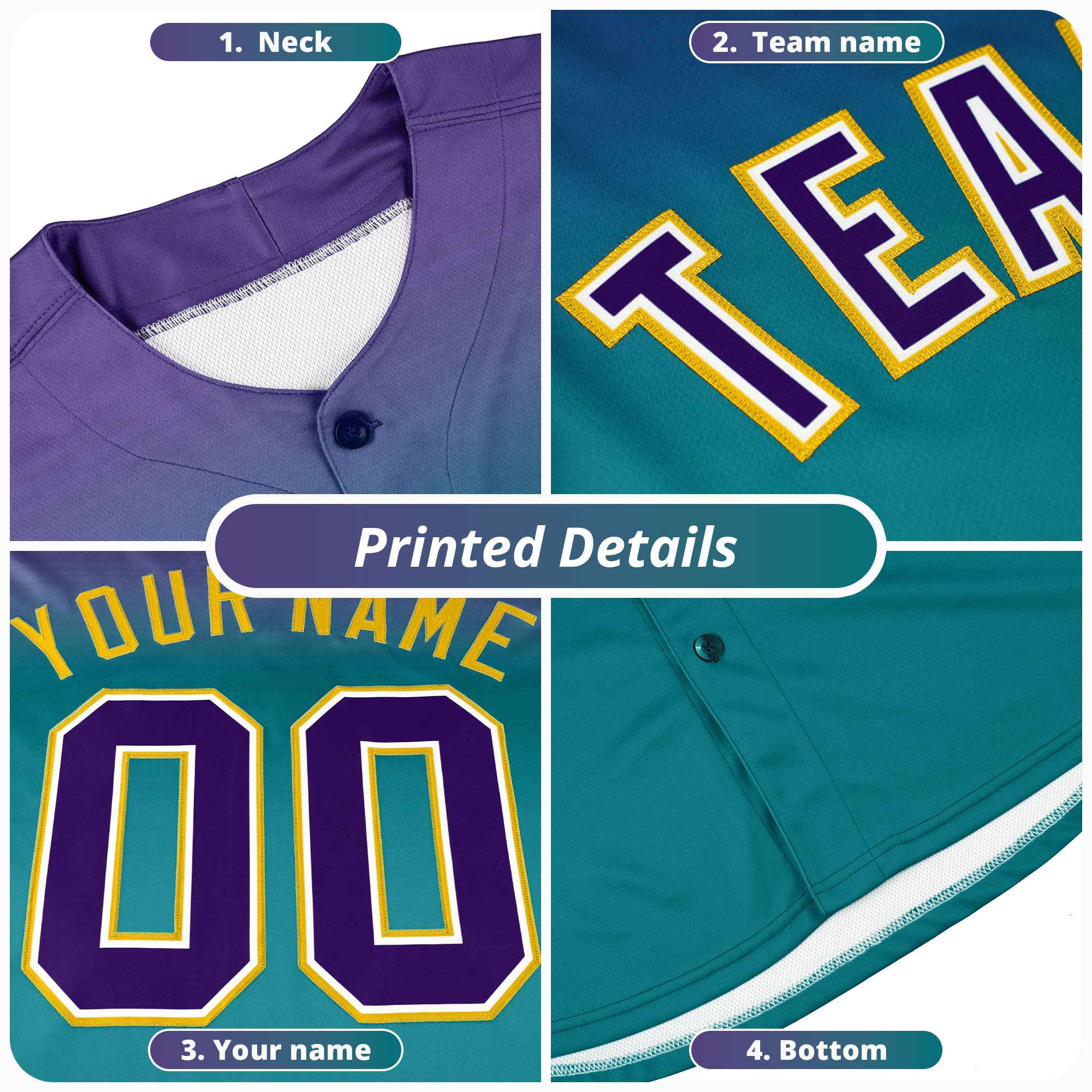 Custom Green Gold Gradient Fashion Design Authentic Baseball Jersey | KXKSHOP