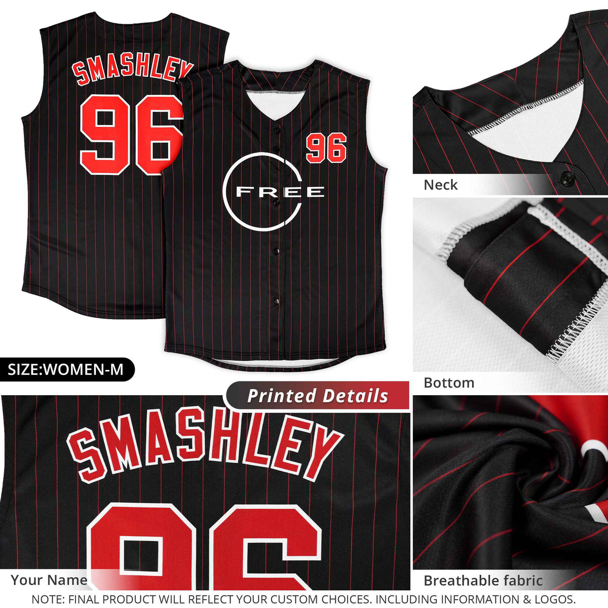 Custom Red Black-White Sleeveless Stripe Fashion Baseball Jersey