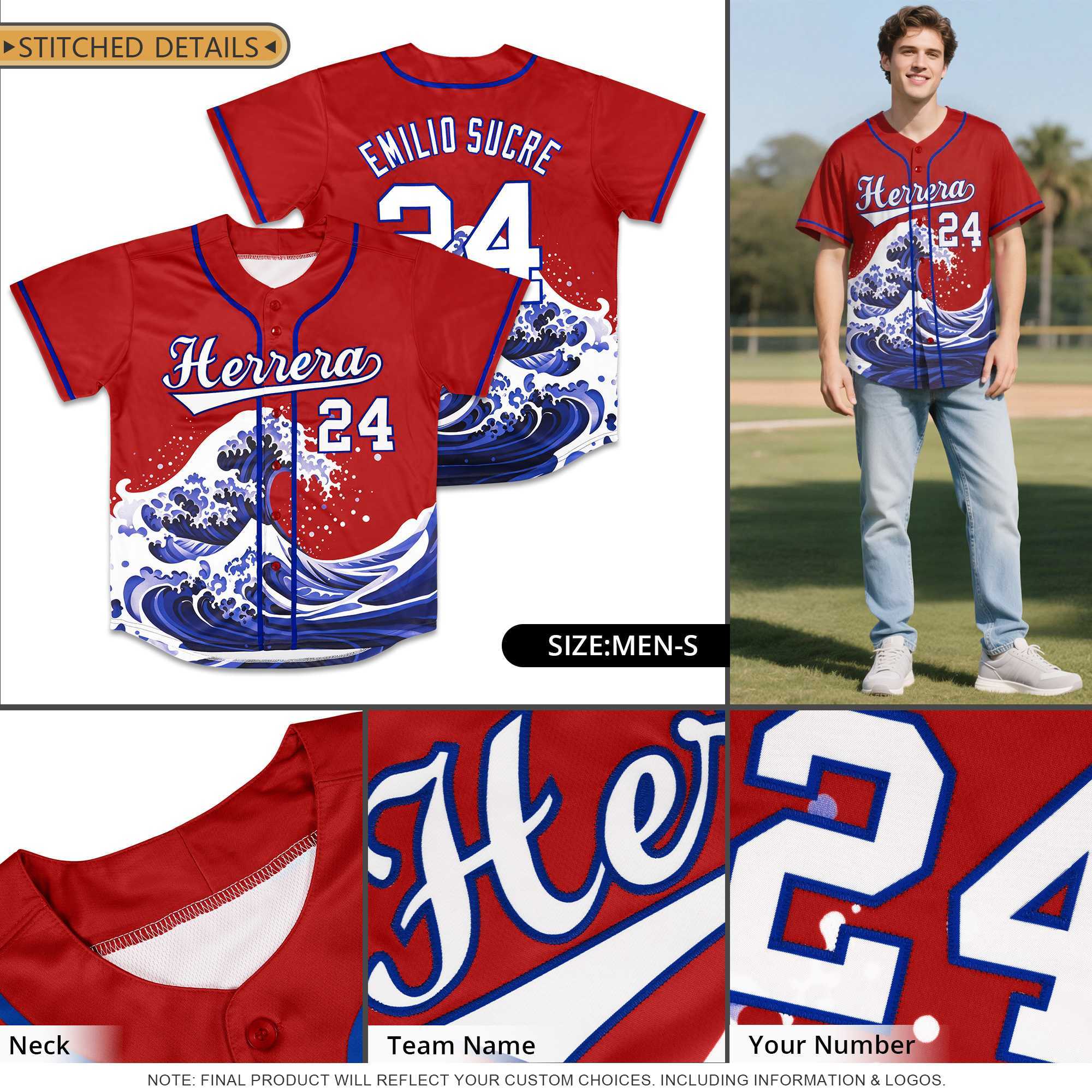 Custom Red Wave Graffiti Pattern Authentic Baseball Jersey | KXKSHOP