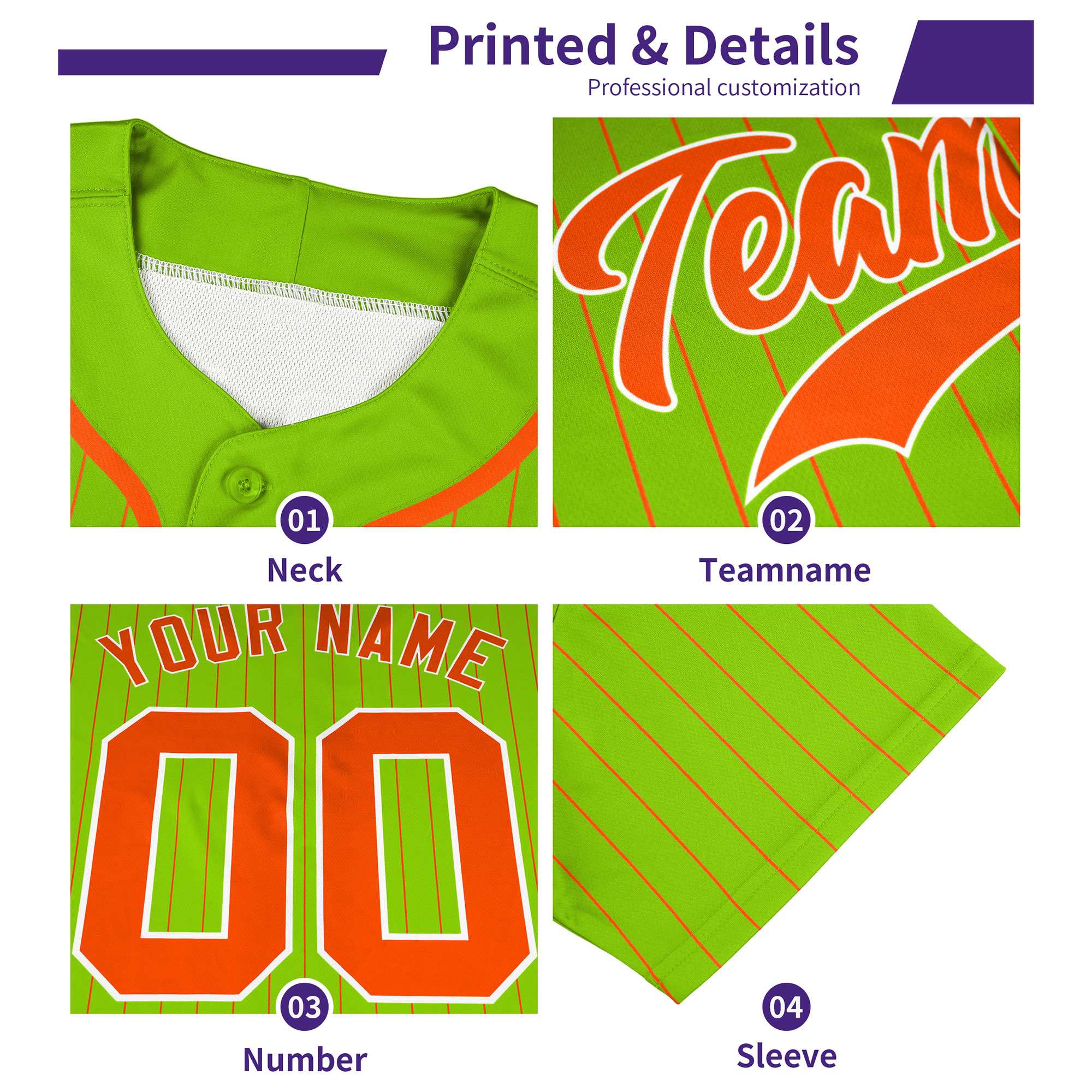 Custom Bright Green Black Stripe Fashion Authentic Two-Button Baseball Jersey| KXKSHOP