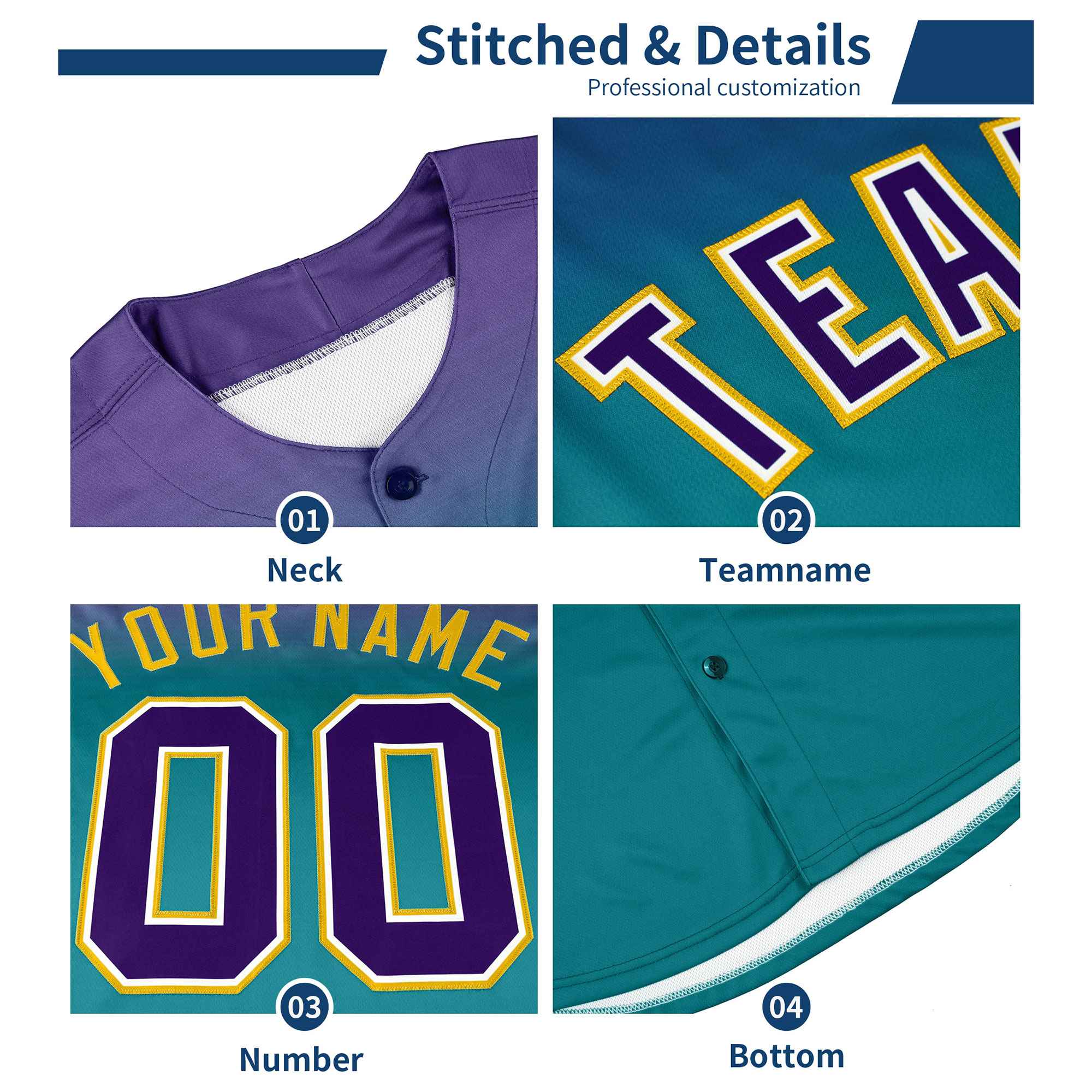 Custom Green Gold Gradient Fashion Design Authentic Baseball Jersey | KXKSHOP