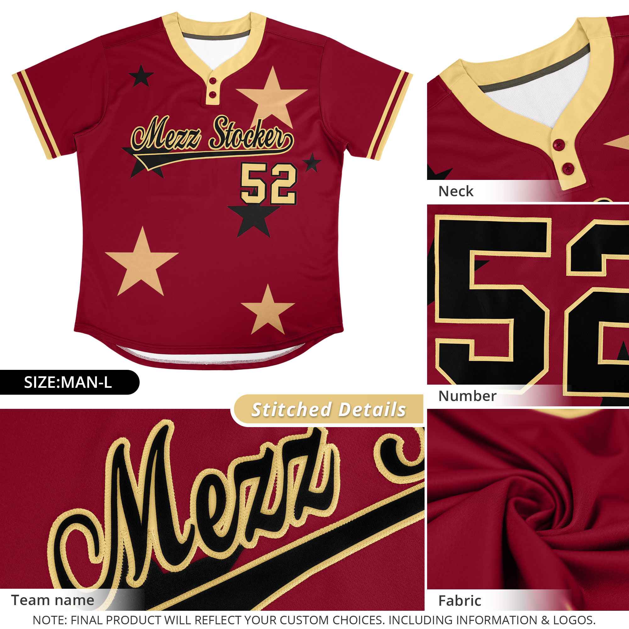 Custom Purple Gold Personalized Star Graffiti Pattern Authentic Two-Button Baseball Jersey