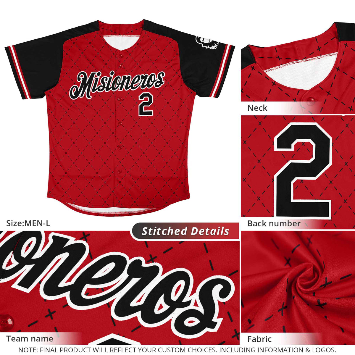Custom Black Red-White Rhombus Authentic Baseball Jersey