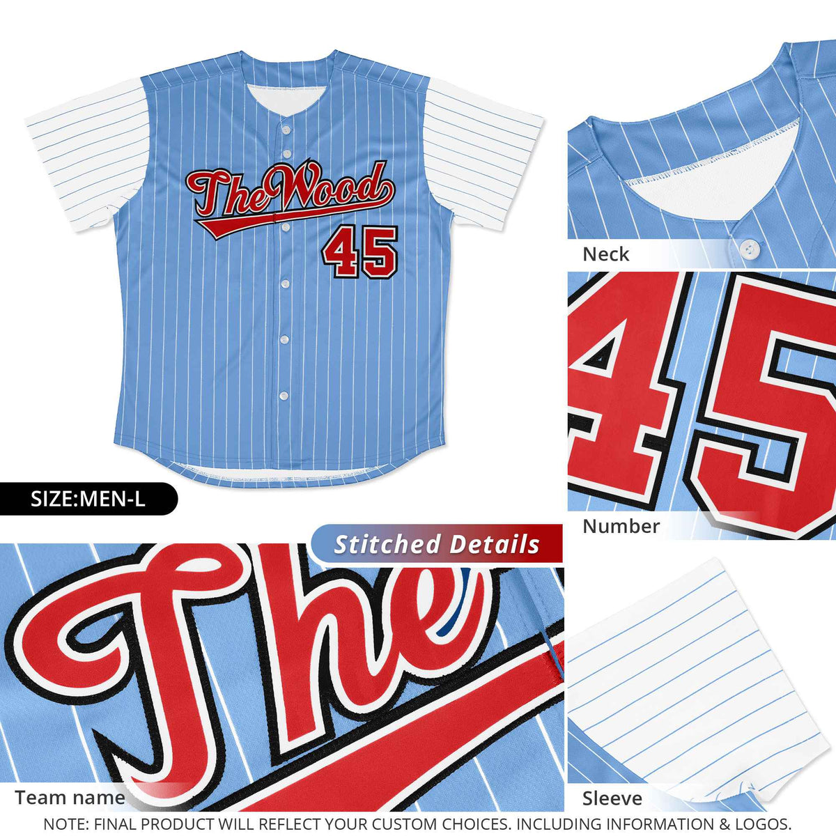Custom Light Blue Dark Gray-White Stripe Fashion Raglan Sleeves Authentic Baseball Jersey