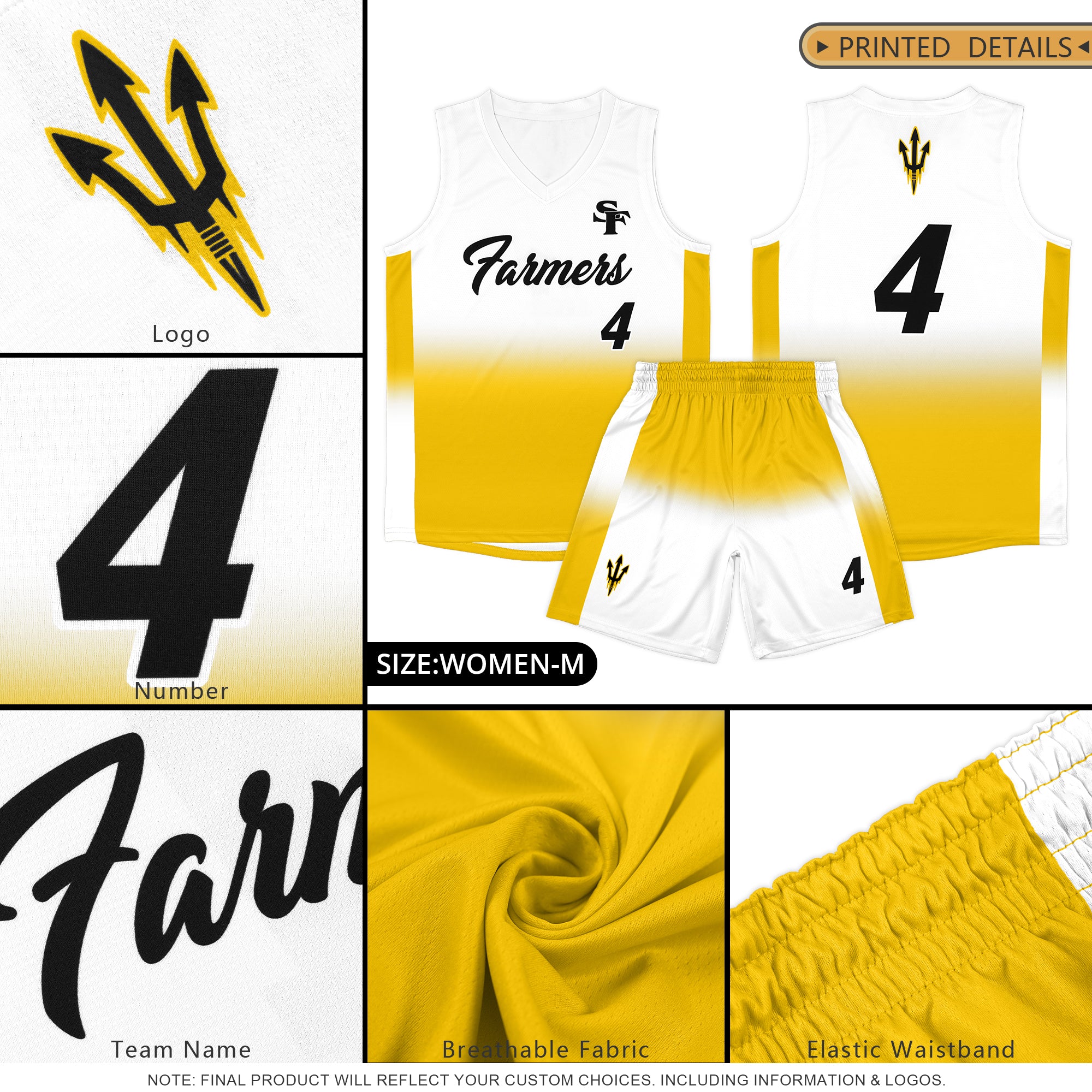 Fans-Made | Custom White Yellow Gradient Fashion Kits Sports Uniform Basketball Jersey ¨C Available for Reorder|KXKSHOP