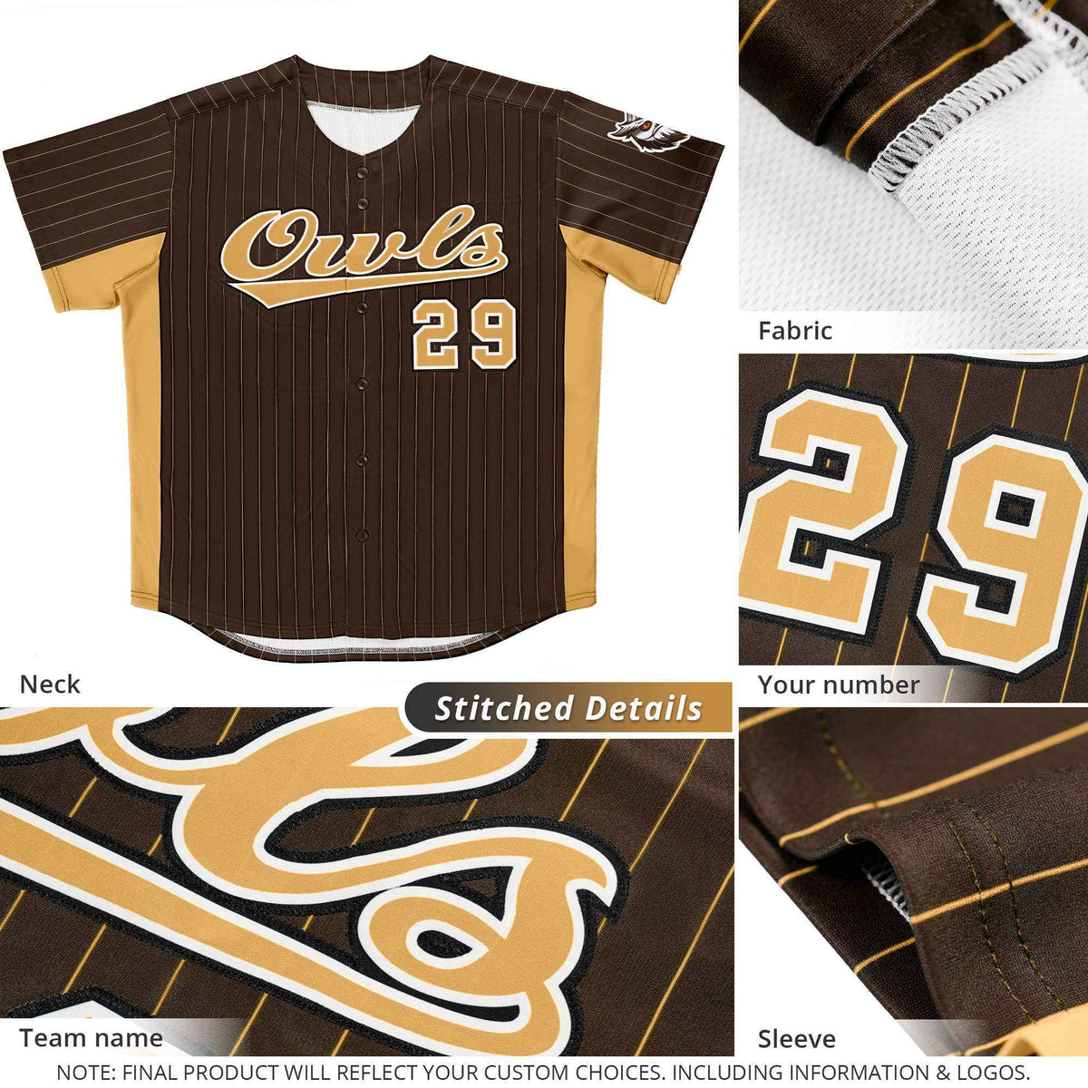 Custom Black Old Gold Stripe Fashion Design Full Button Authentic Baseball Jersey