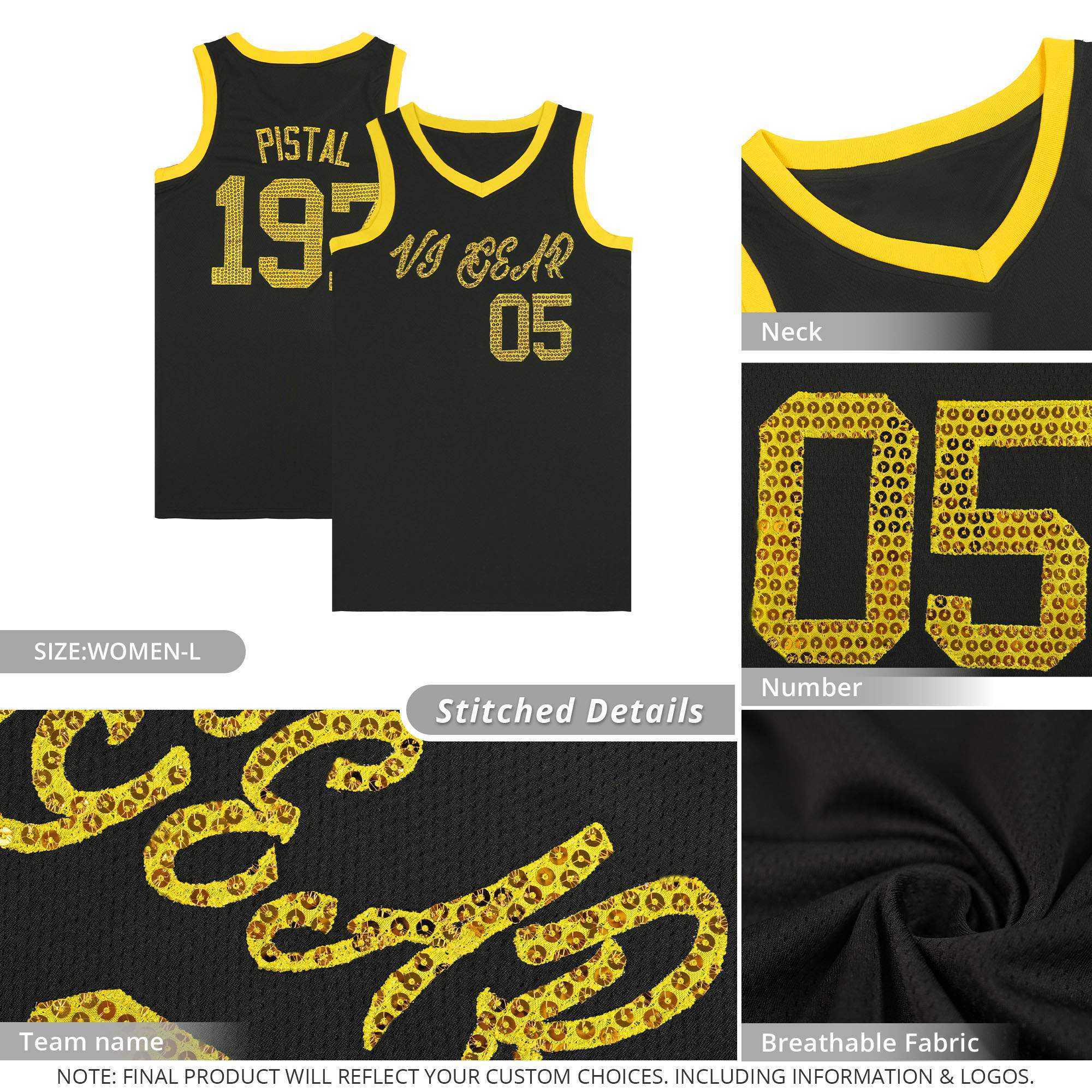 Custom Black Royal Women Basketball Jersey Sequined Dress|KXKSHOP