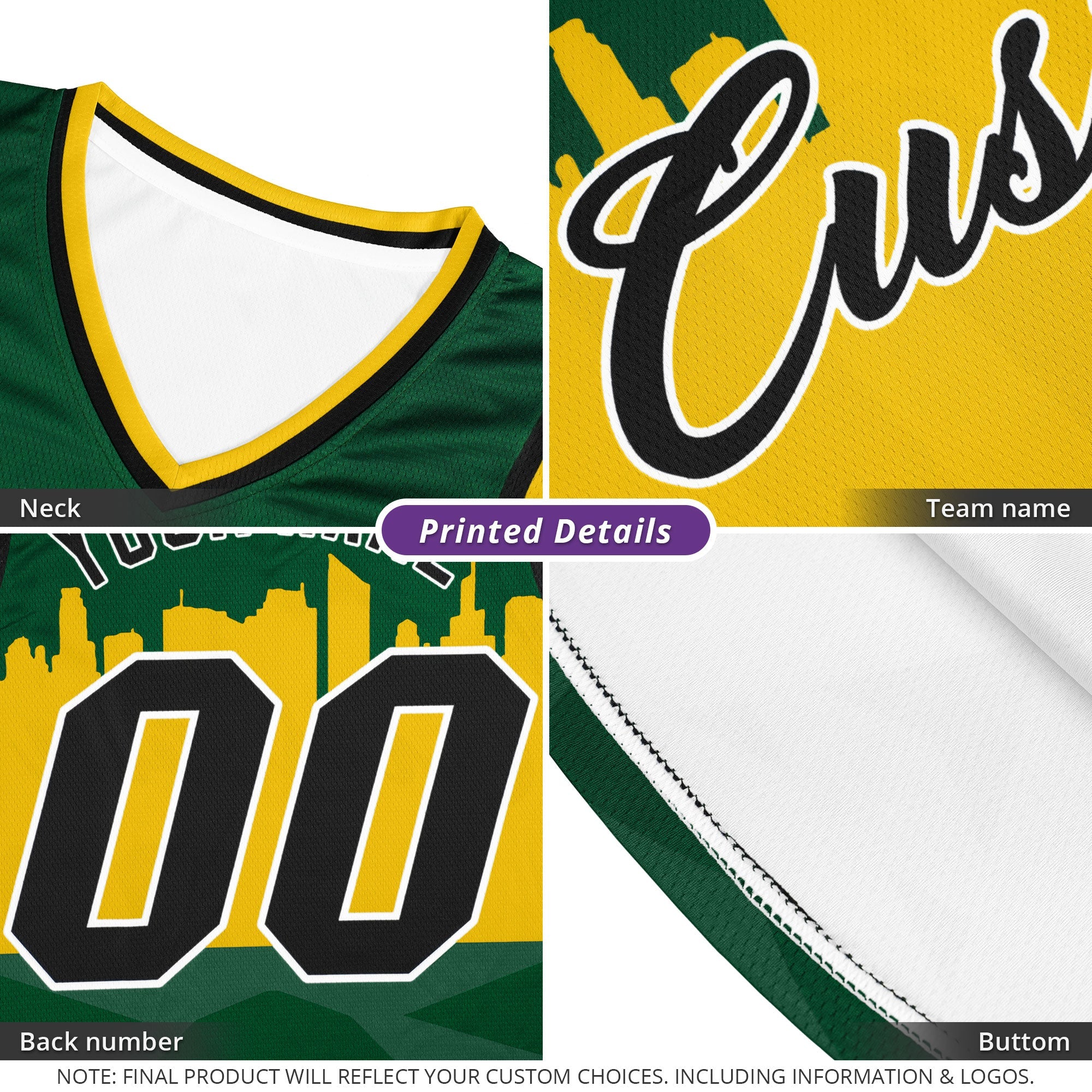 Custom Bright Green Personalized City Silhouette Pattern Sports Uniform Basketball Jersey|KXKSHOP
