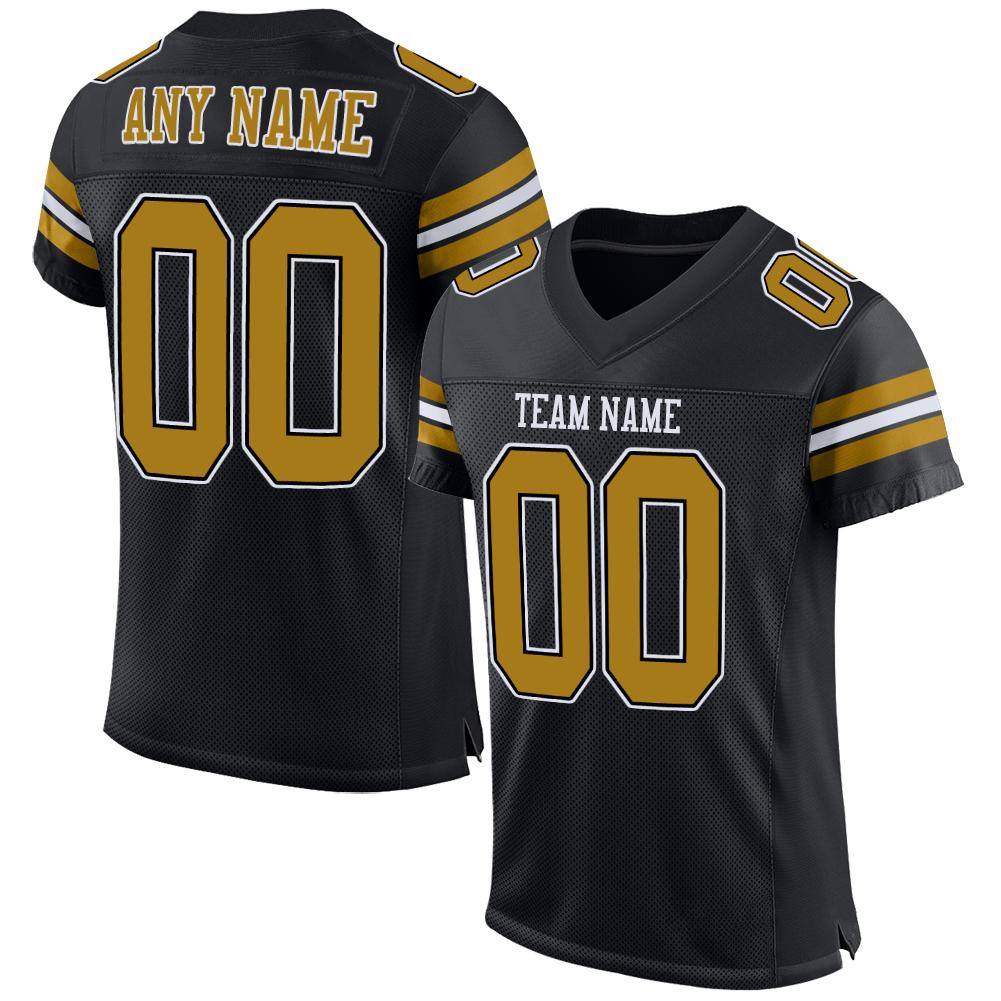 Custom Black Old Gold-White Classic Style Mesh Authentic American Football Jersey| KXKSHOP