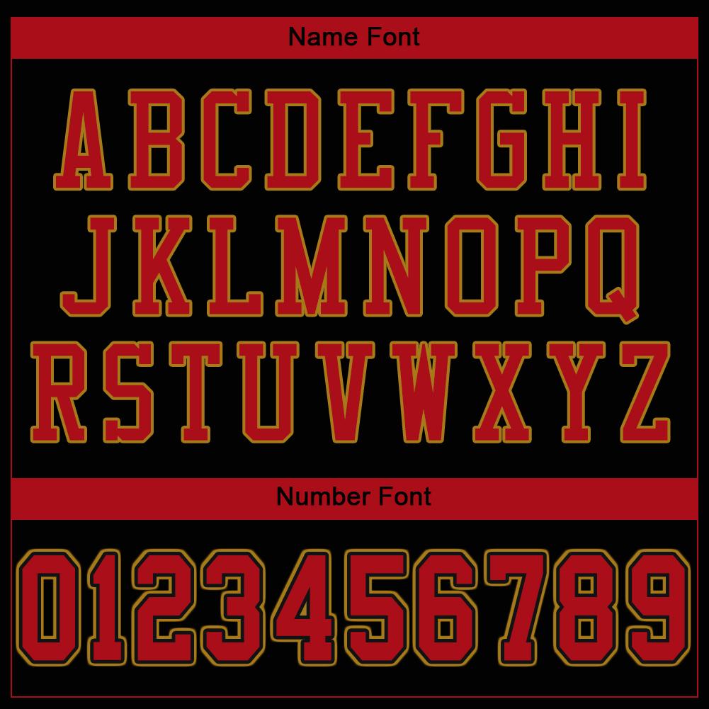 Custom Black Red-Old Gold Classic Style Mesh Authentic American Football Jersey| KXKSHOP