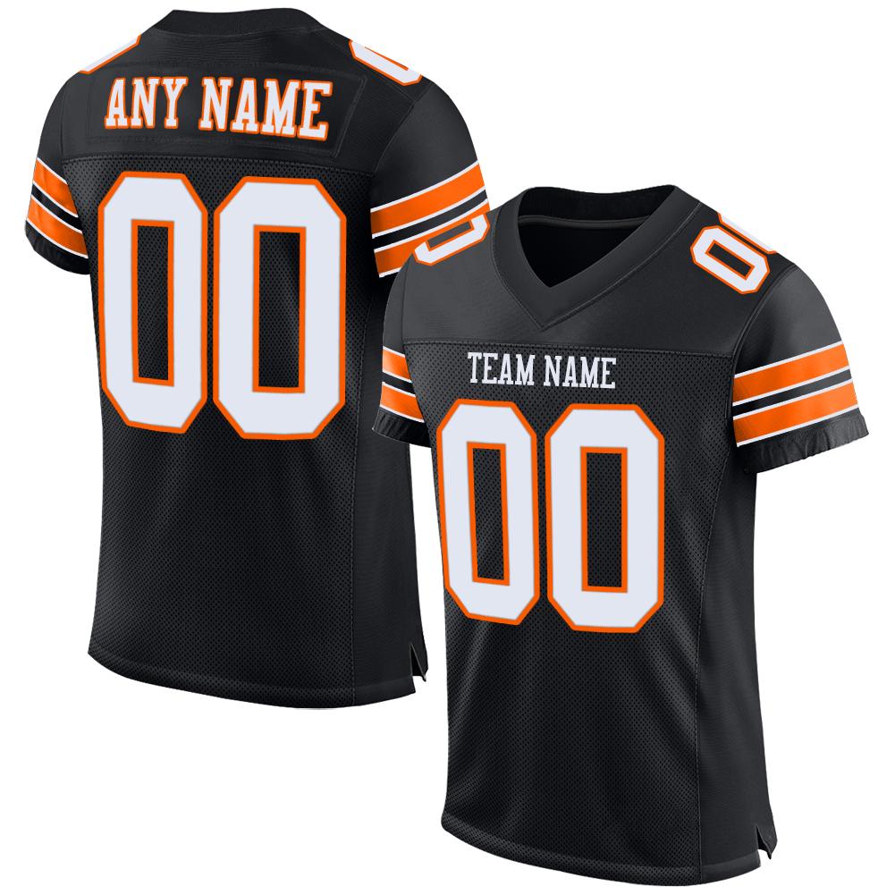Custom Black White-Orange Classic Style Mesh Authentic American Football Jersey| KXKSHOP