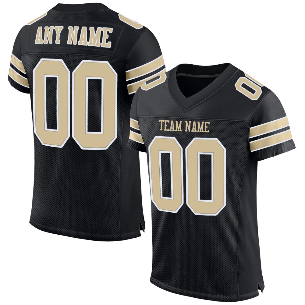 Custom Black Vegas Gold-White Classic Style Mesh Authentic American Football Jersey| KXKSHOP