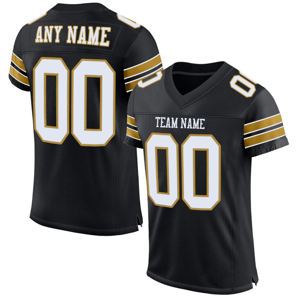 Custom Black White-Old Gold Classic Style Mesh Authentic American Football Jersey| KXKSHOP