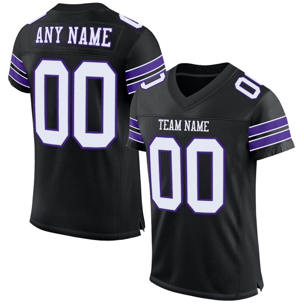 Custom Black White-Purple Classic Style Mesh Authentic American Football Jersey| KXKSHOP