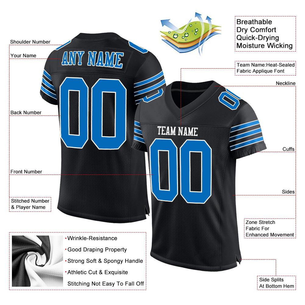 Custom Black Panther Blue-White Classic Style Mesh Authentic American Football Jersey| KXKSHOP