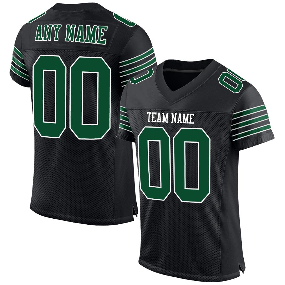 Custom Black Gotham Green-White Classic Style Mesh Authentic American Football Jersey| KXKSHOP