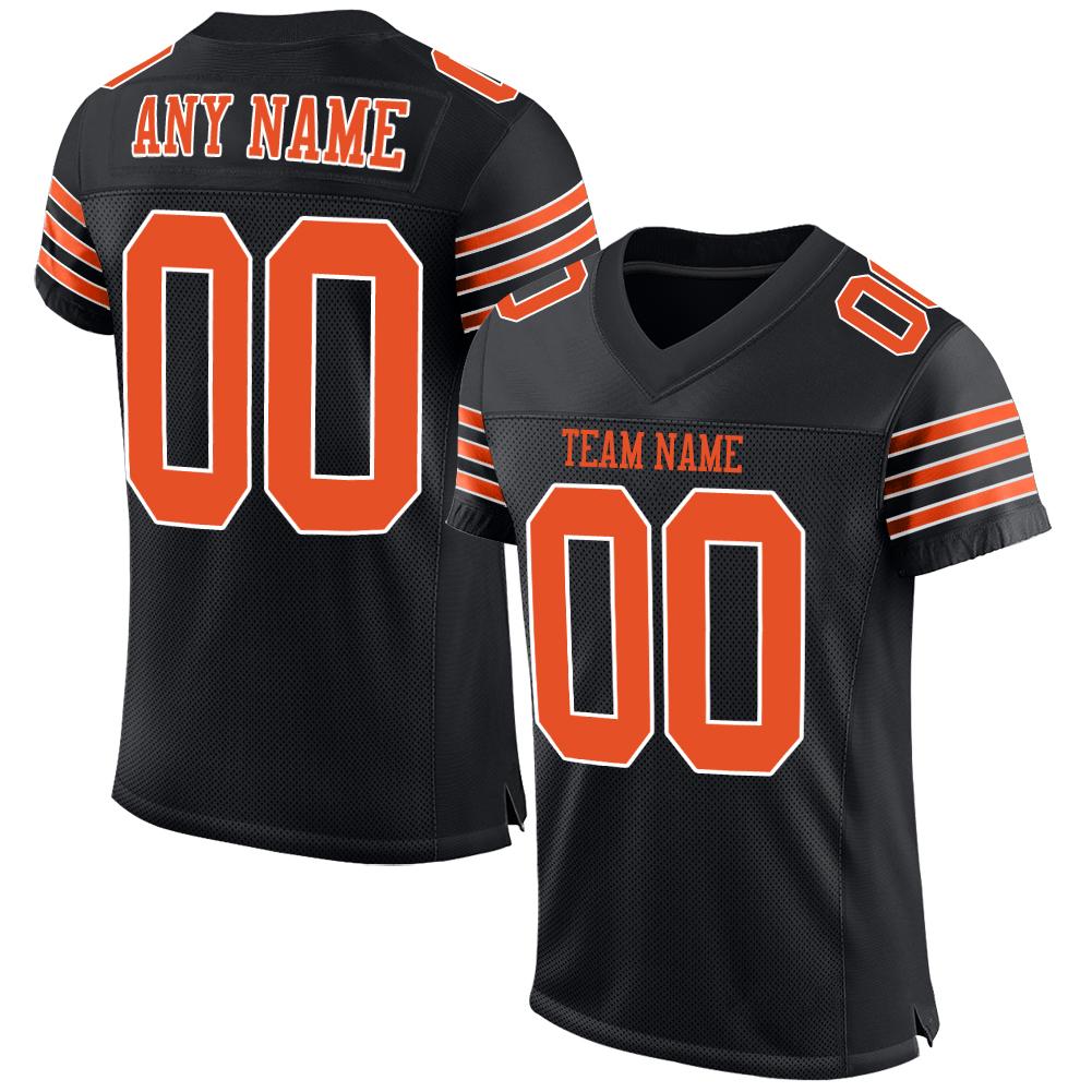 Custom Black Orange-White Classic Style Mesh Authentic American Football Jersey| KXKSHOP