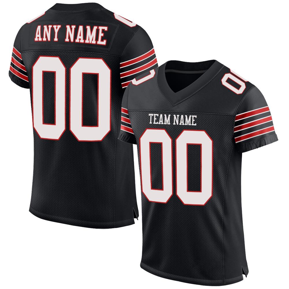 Custom Black White-Scarlet Classic Style Mesh Authentic American Football Jersey| KXKSHOP