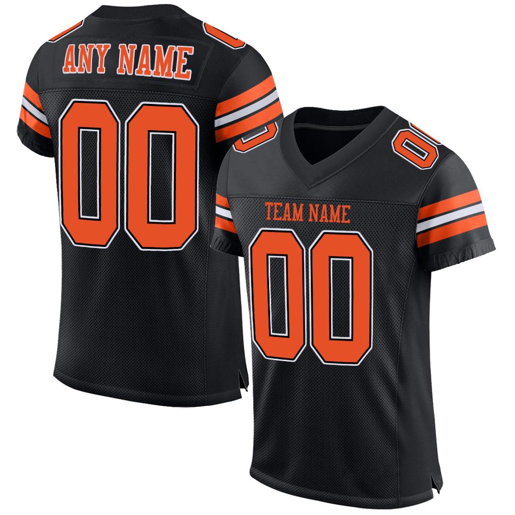 Custom Black Orange-White Classic Style Mesh Authentic American Football Jersey| KXKSHOP