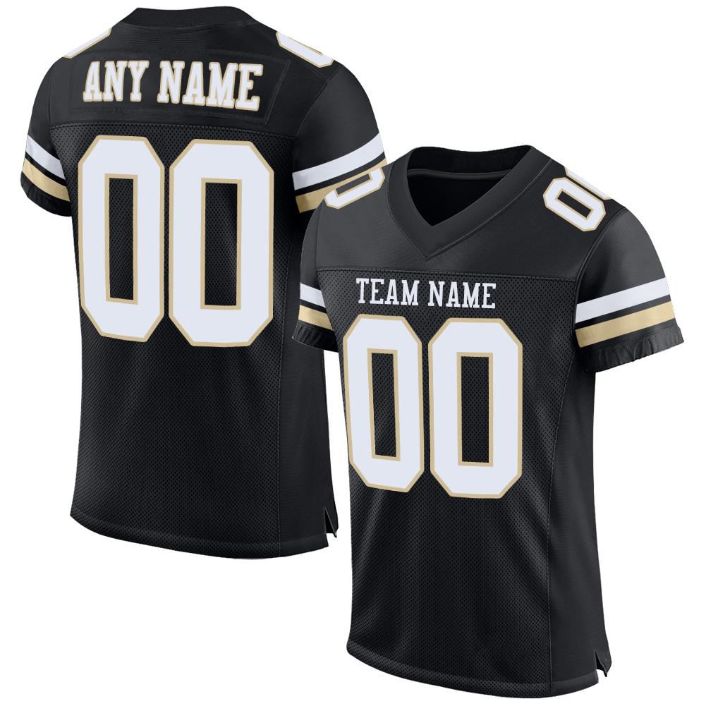Custom Black White-Vegas Gold Classic Style Mesh Authentic American Football Jersey| KXKSHOP
