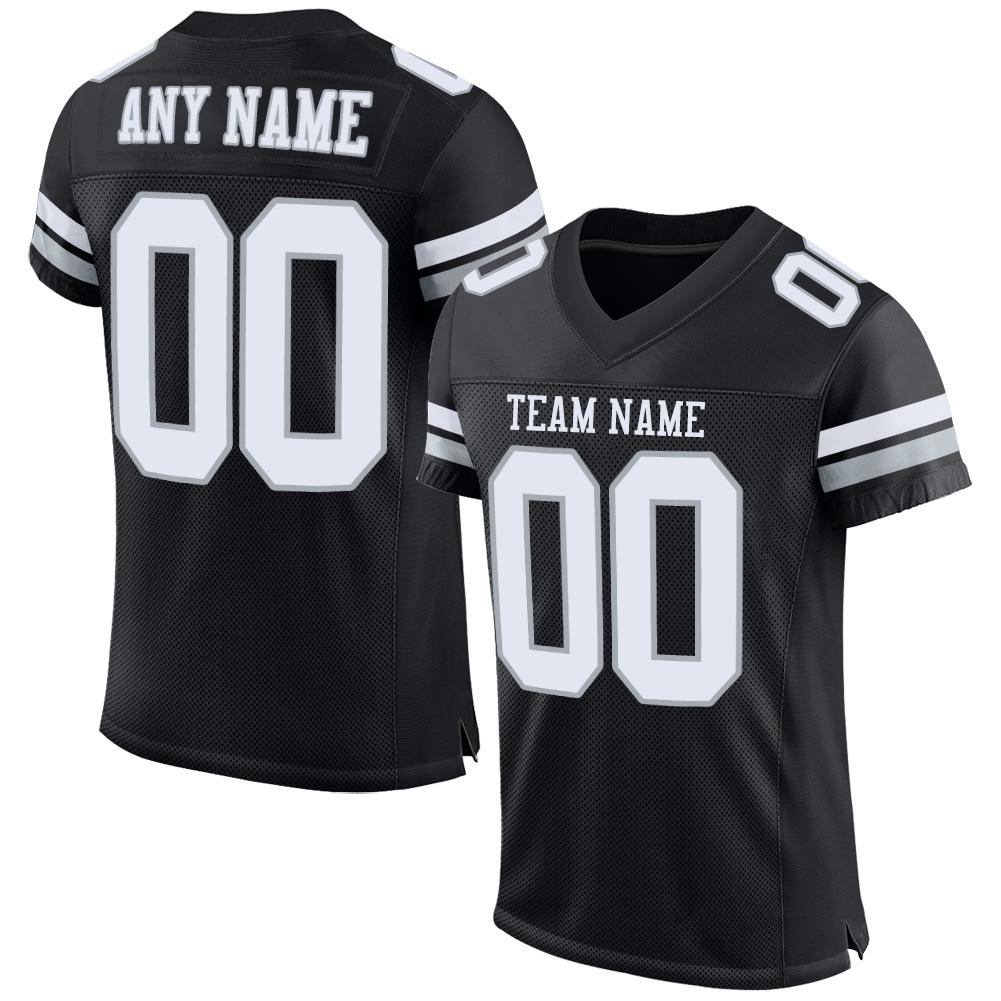 Custom Black White-Silver Classic Style Mesh Authentic American Football Jersey| KXKSHOP