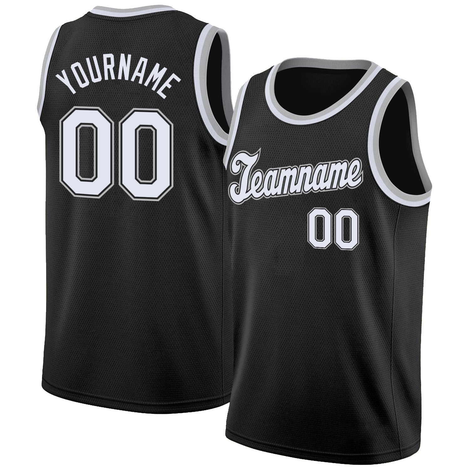 Custom Black White-Gray Classic Tops Breathable Basketball Jersey| KXKSHOP