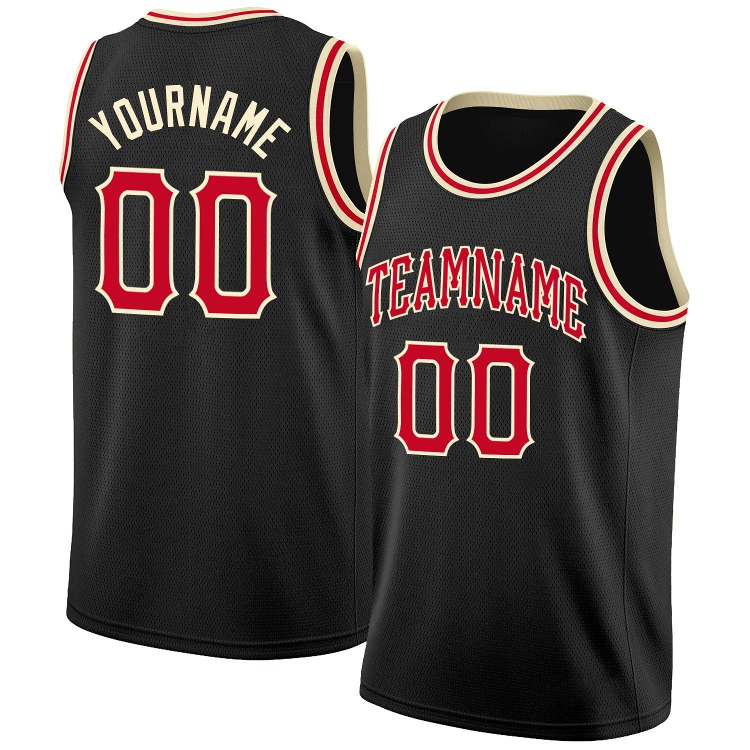 Custom Black Red-Cream Classic Tops Authentic Basketball Jersey| KXKSHOP