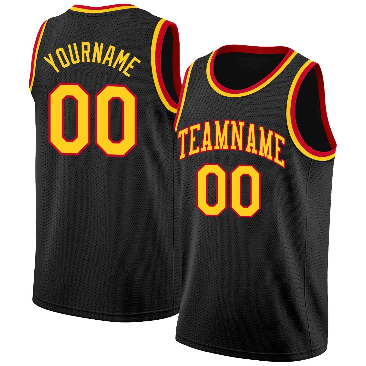 Custom Black Gold-Red Classic Tops Mesh Sport Basketball Jersey| KXKSHOP