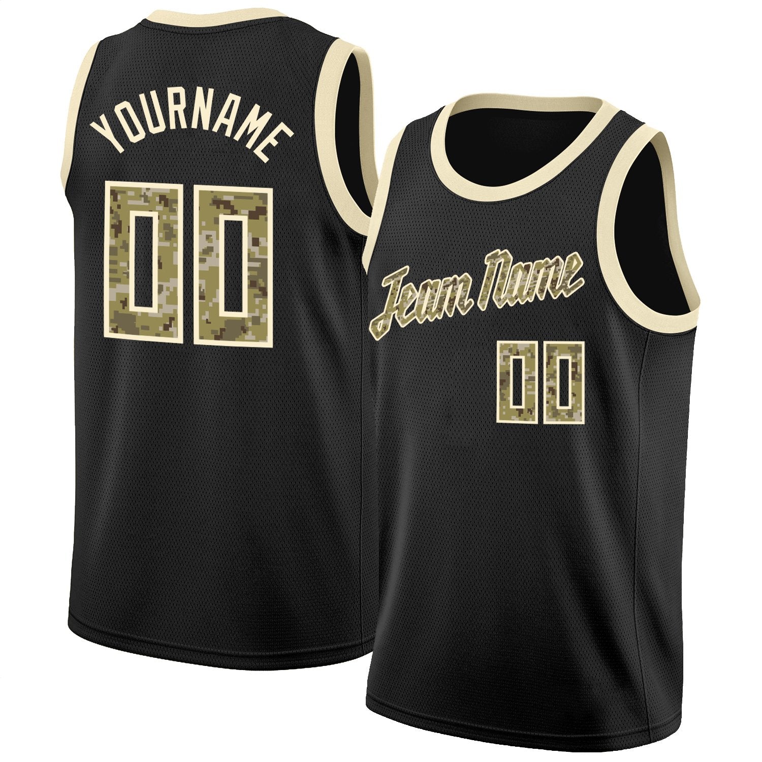 Custom Black Camo-Cream Classic Tops Athletic Basketball Jersey| KXKSHOP