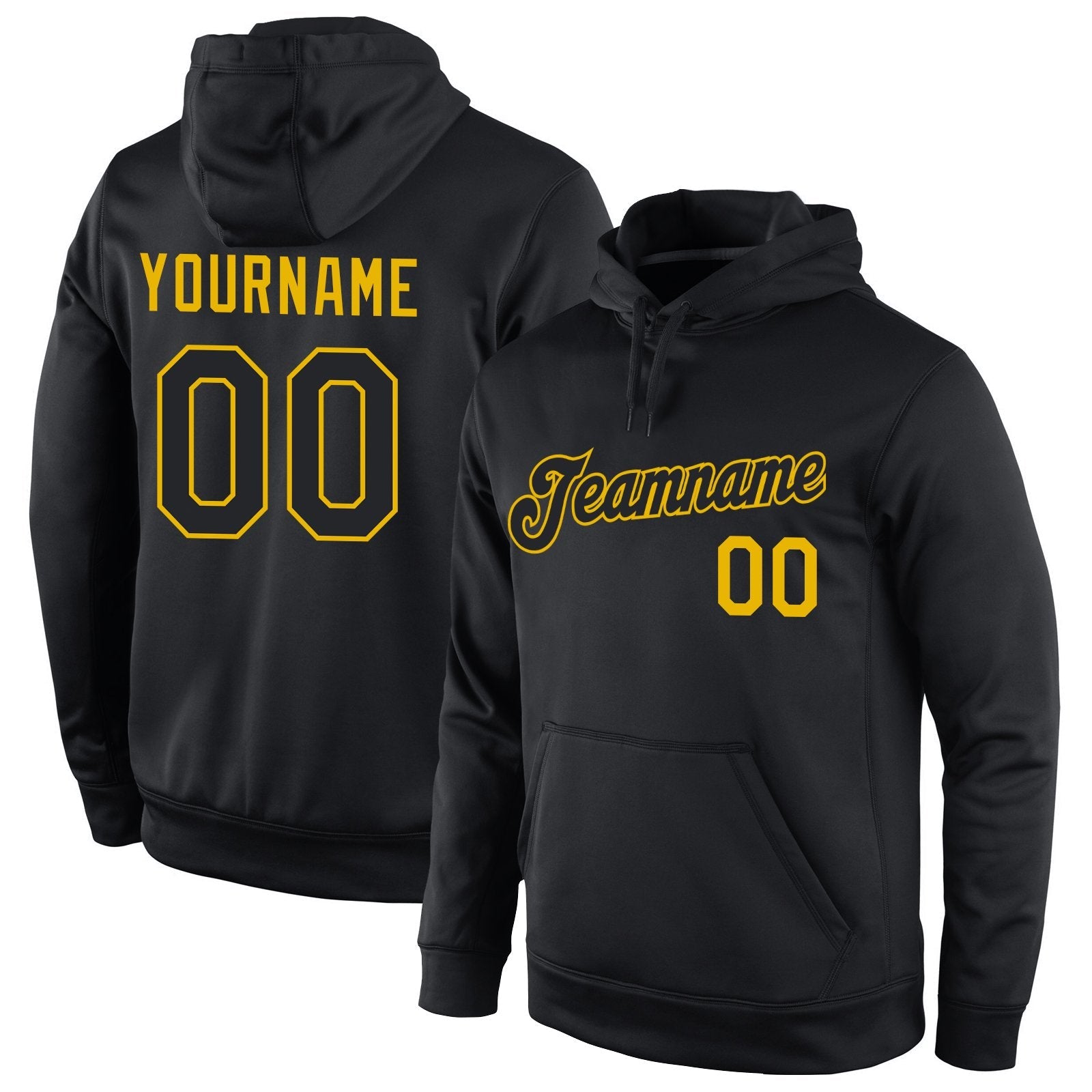 Custom Black Yellow Classic Style Pullover Sport Fashion Hoodie Uniform| KXKSHOP