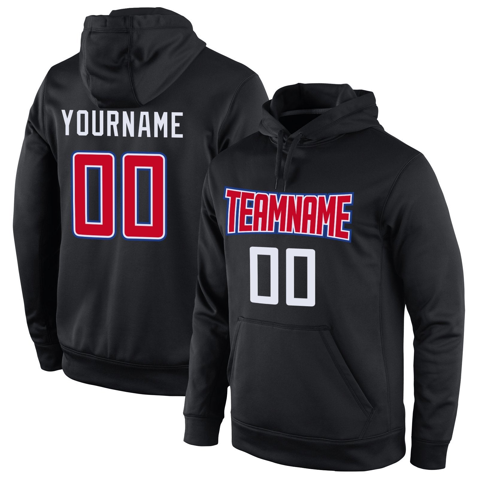 Custom Black Red-White Classic Style Uniform Pullover Fashion Hoodie| KXKSHOP