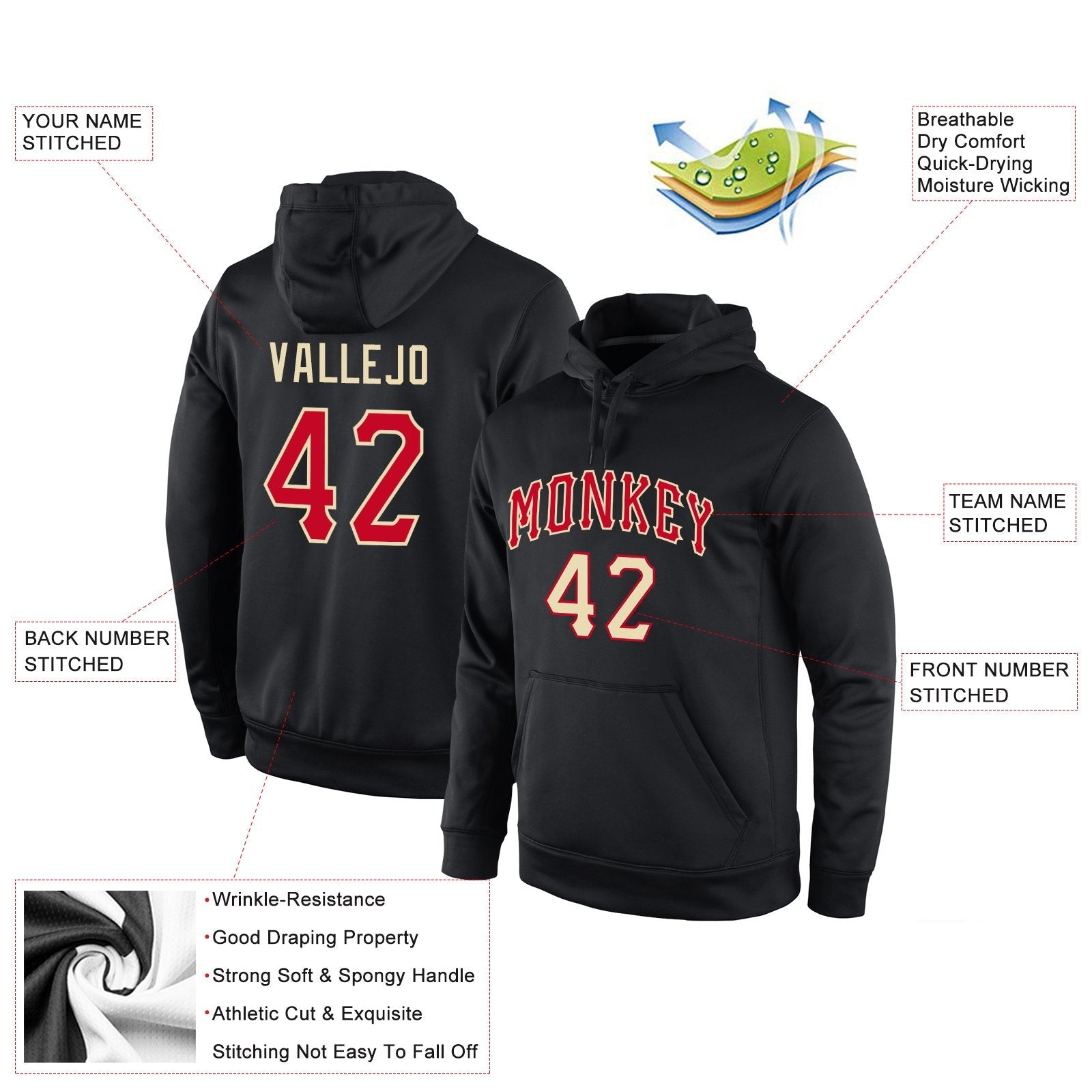 Custom Black Classic Style Uniform Pullover Fashion Hoodie| KXKSHOP