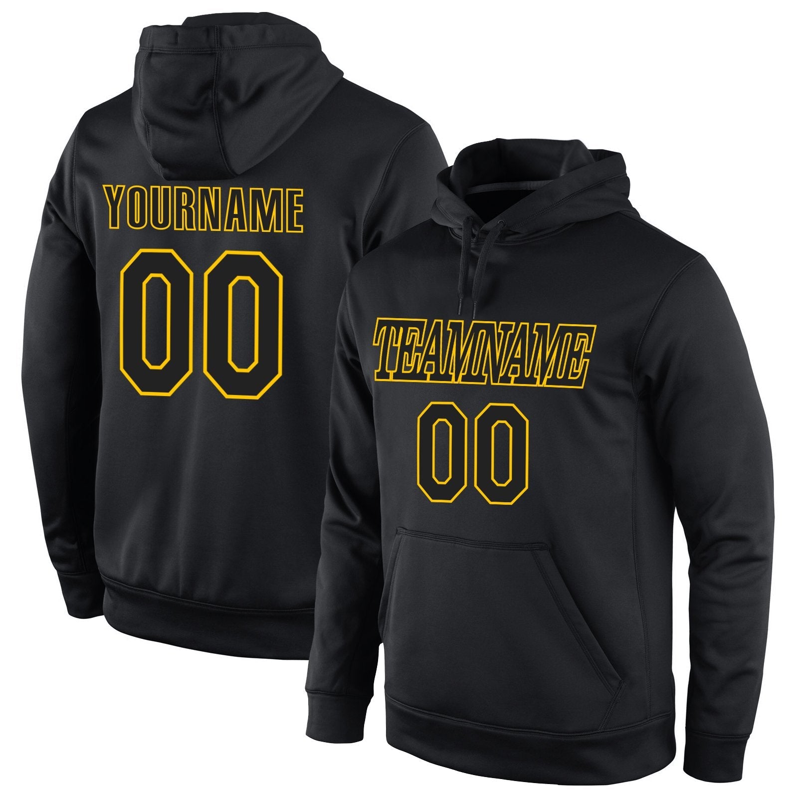 Custom Black Yellow Classic Style Pullover Sport Fashion Hoodie Uniform| KXKSHOP