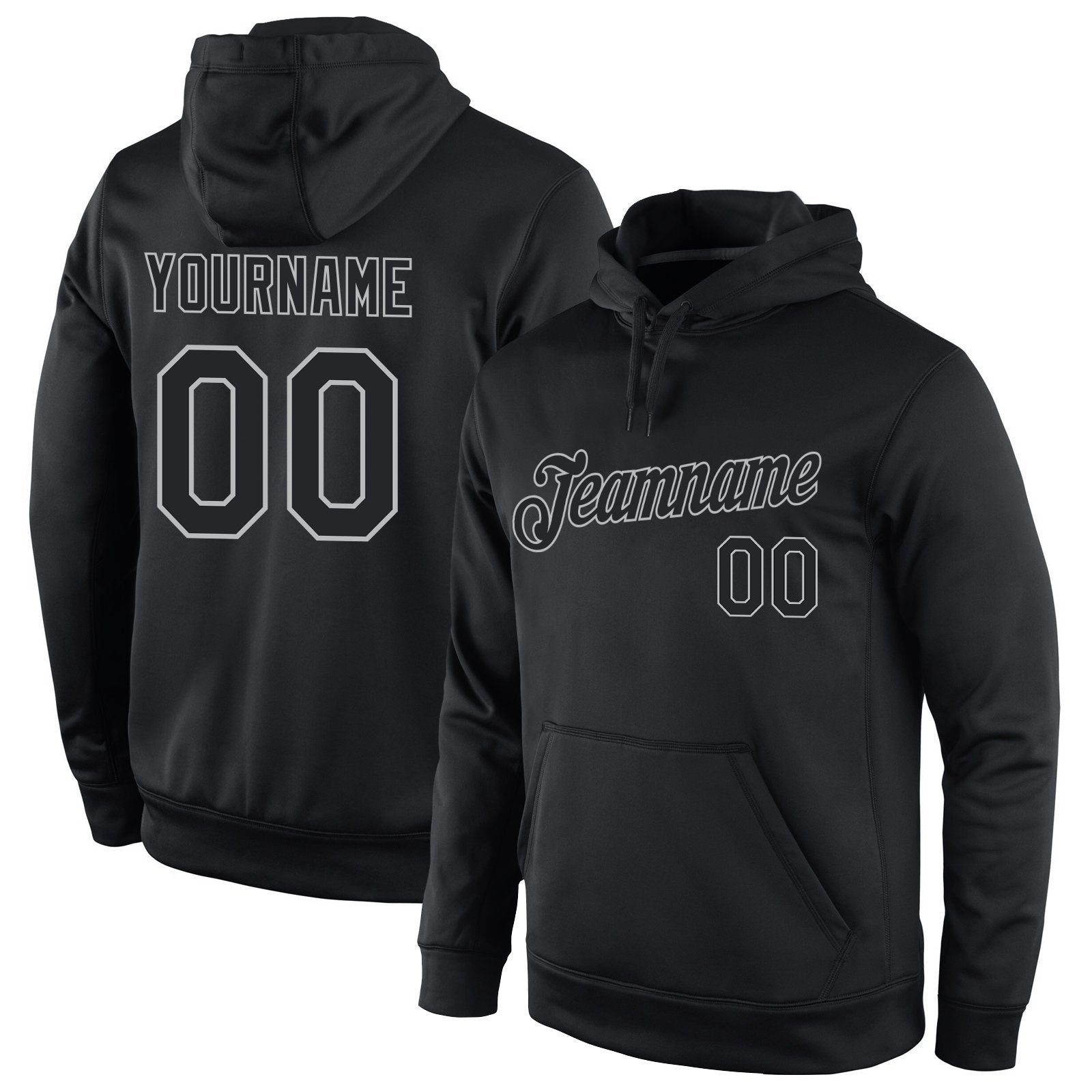 Custom Black Gray Sports Classic Style Uniform Pullover Fashion Hoodie| KXKSHOP