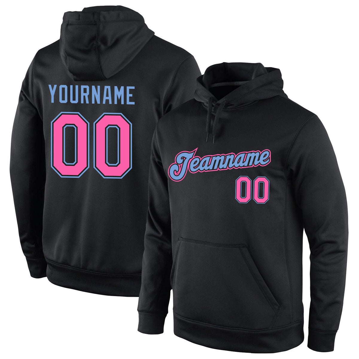 Custom Black Pink-Light Blue Classic Style Uniform Pullover Fashion Hoodie| KXKSHOP