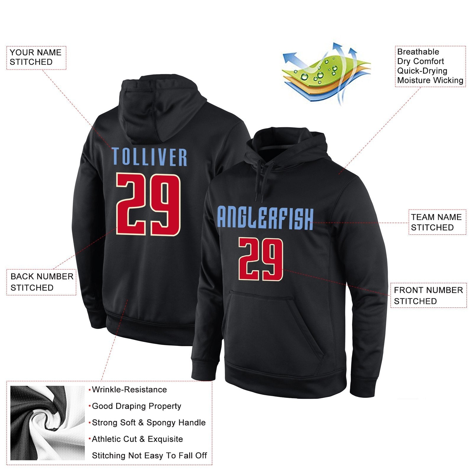 Custom Black Classic Style Uniform Pullover Fashion Hoodie| KXKSHOP