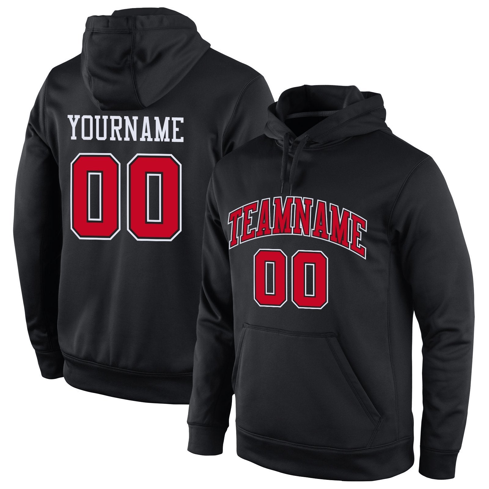 Custom Black Red-White Classic Style Uniform Pullover Fashion Hoodie| KXKSHOP