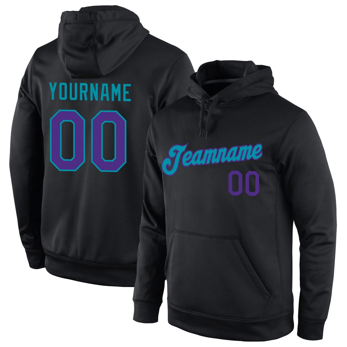 Custom Black Purple-Teal Classic Style Uniform Pullover Fashion Hoodie| KXKSHOP