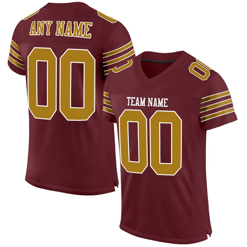 Custom Burgundy Orange-White Classic Style Mesh Authentic American Football Jersey| KXKSHOP
