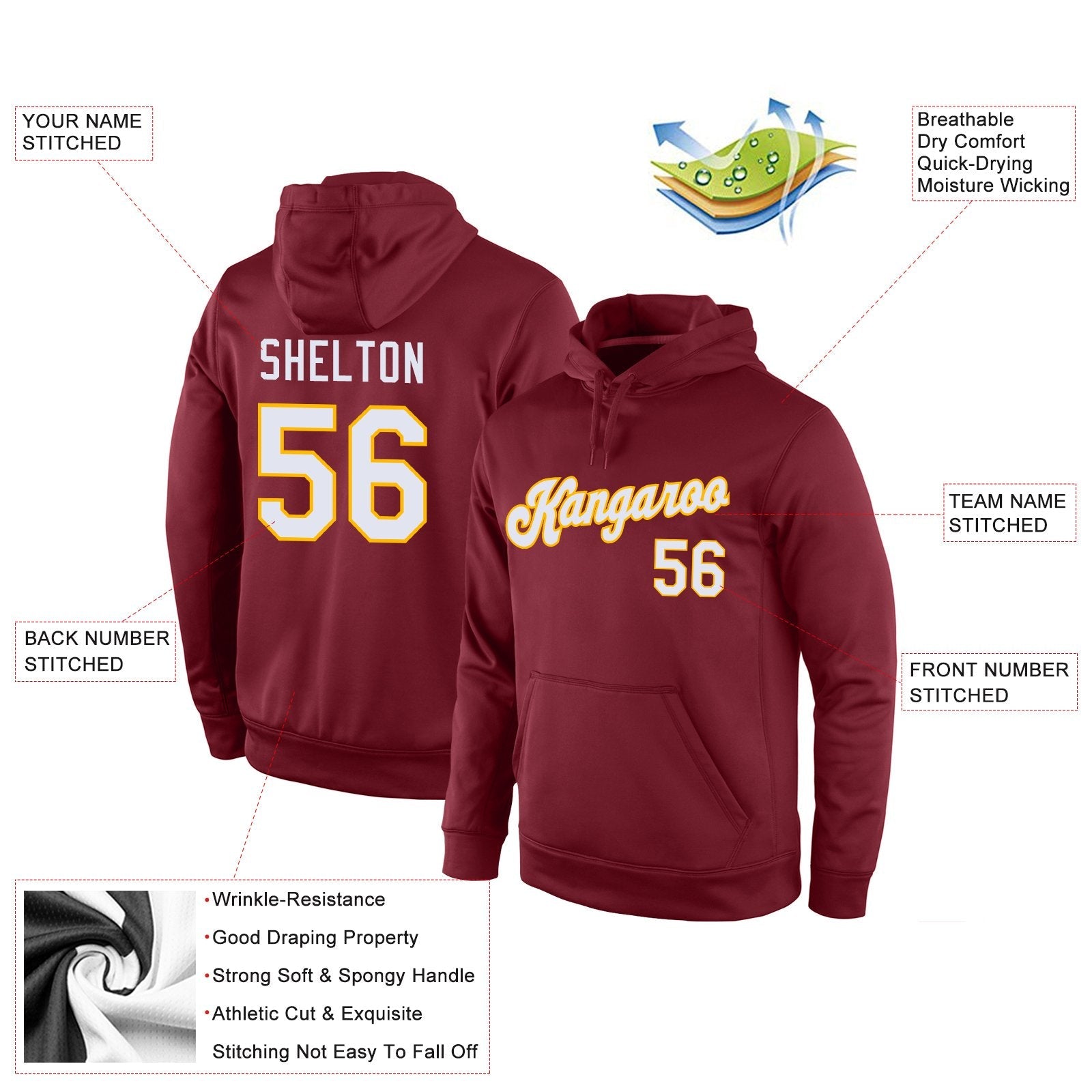 Custom Cardinal Classic Style Uniform Pullover Fashion Hoodie| KXKSHOP
