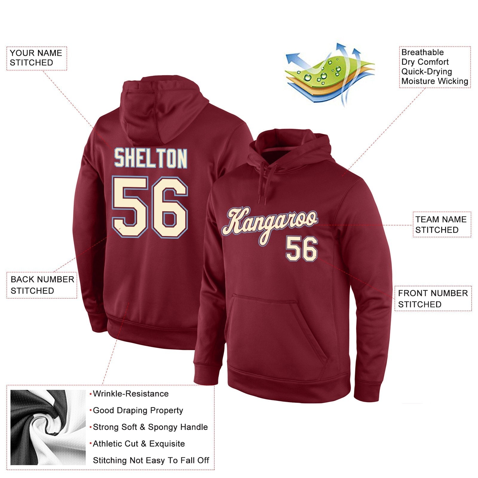 Custom Cardinal Classic Style Uniform Pullover Fashion Hoodie| KXKSHOP