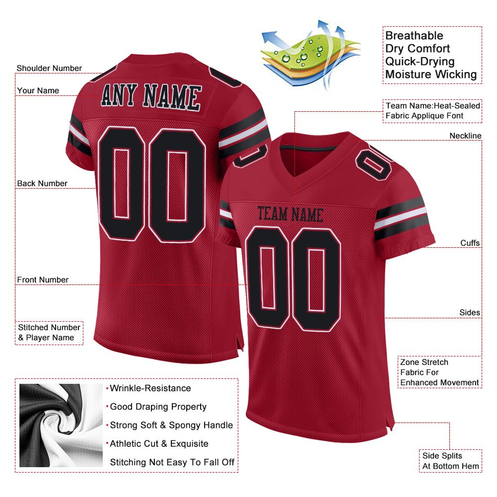 Custom Cardinal Black-White Classic Style Mesh Authentic American Football Jersey| KXKSHOP