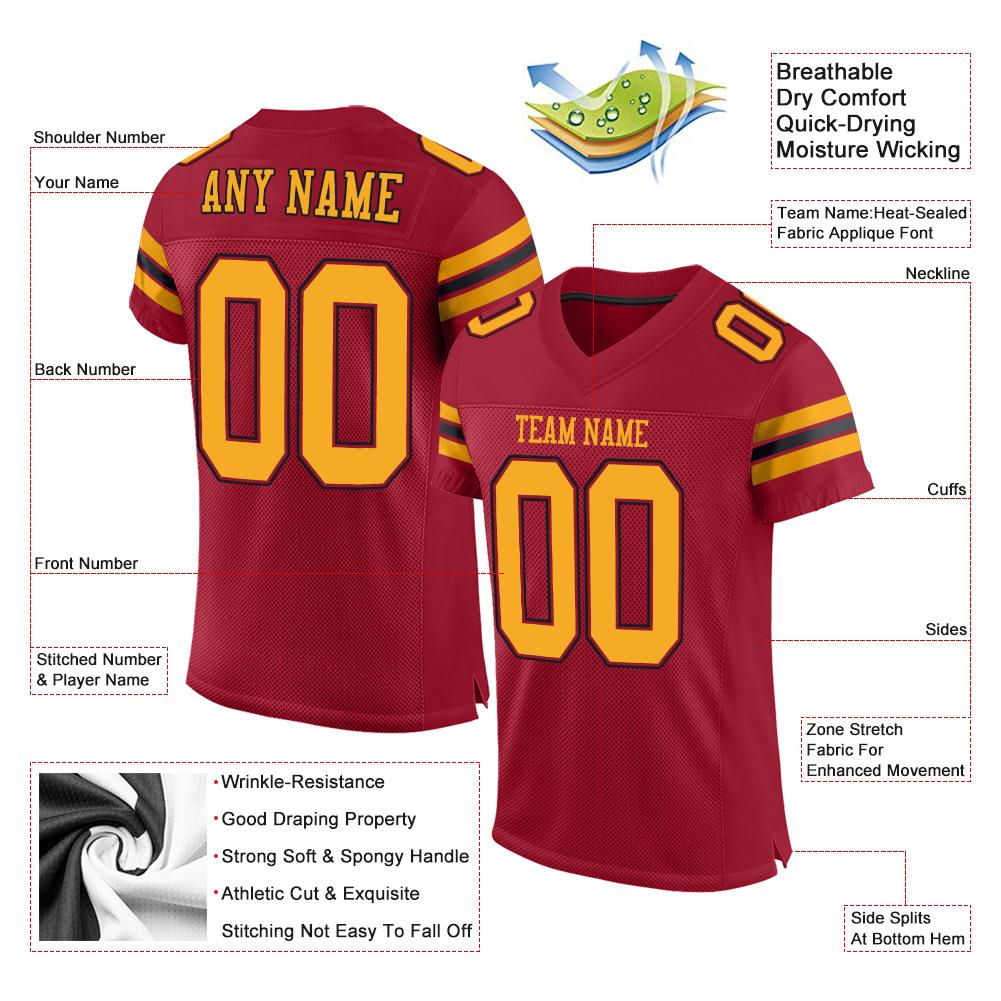Custom Cardinal Gold-Black Classic Style Mesh Authentic American Football Jersey| KXKSHOP