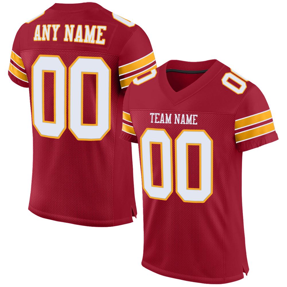 Custom Cardinal White-Gold Classic Style Mesh Authentic American Football Jersey| KXKSHOP