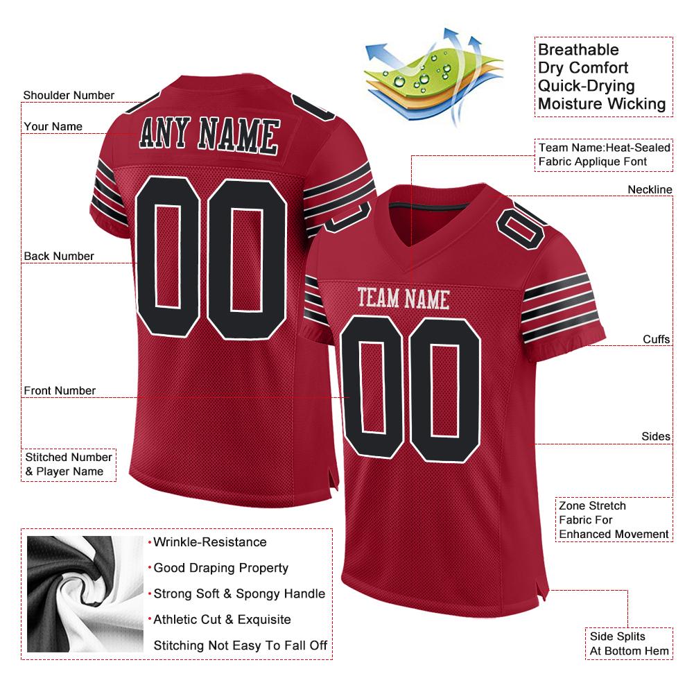 Custom Cardinal Black-White Classic Style Mesh Authentic American Football Jersey| KXKSHOP