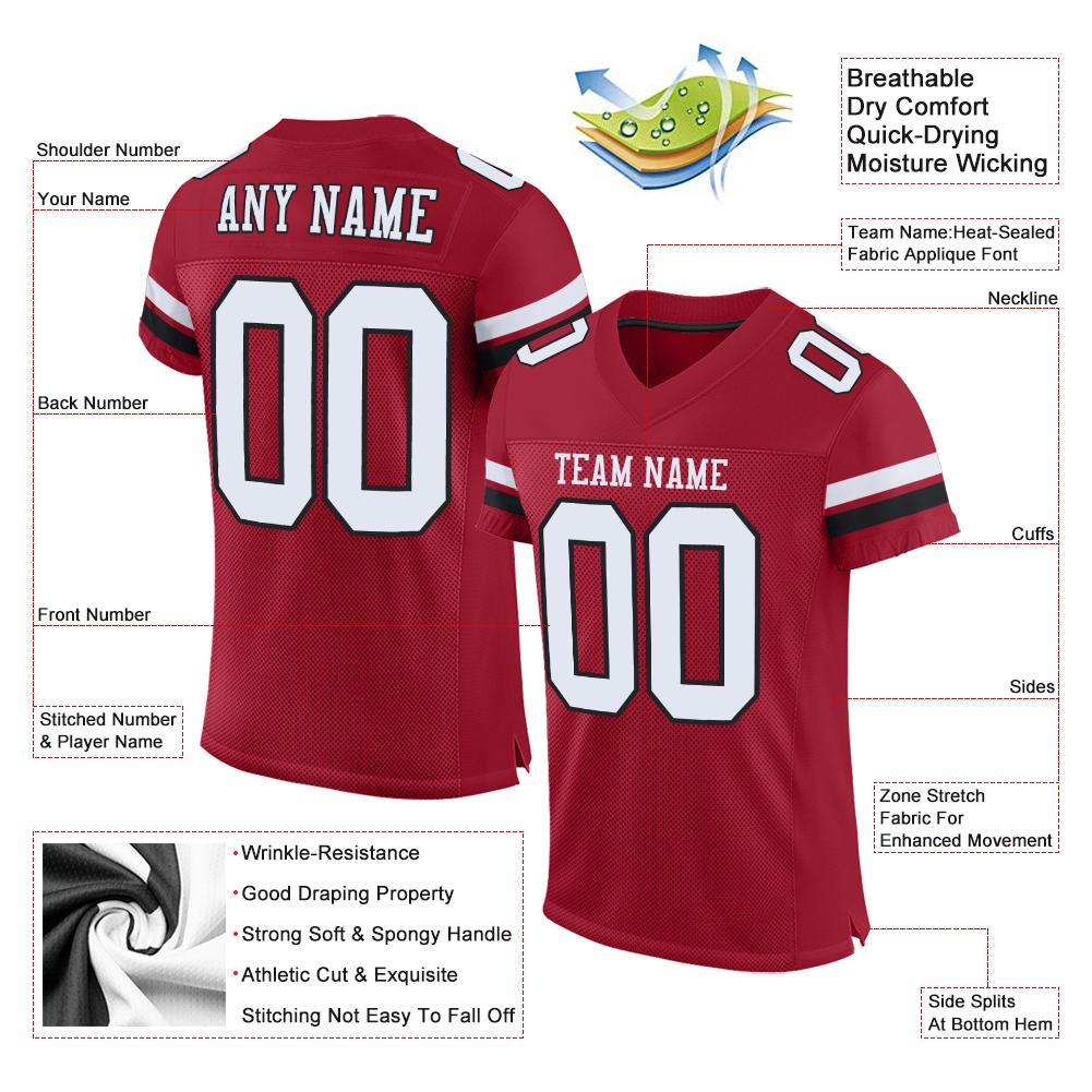 Custom Cardinal White-Black Classic Style Mesh Authentic American Football Jersey| KXKSHOP