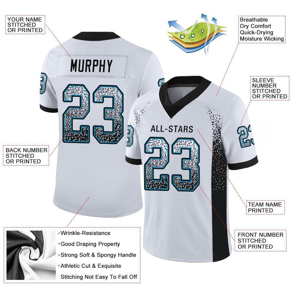 Custom White Black-Panther Blue Drift Fashion Mesh Authentic American Football Jersey| KXKSHOP