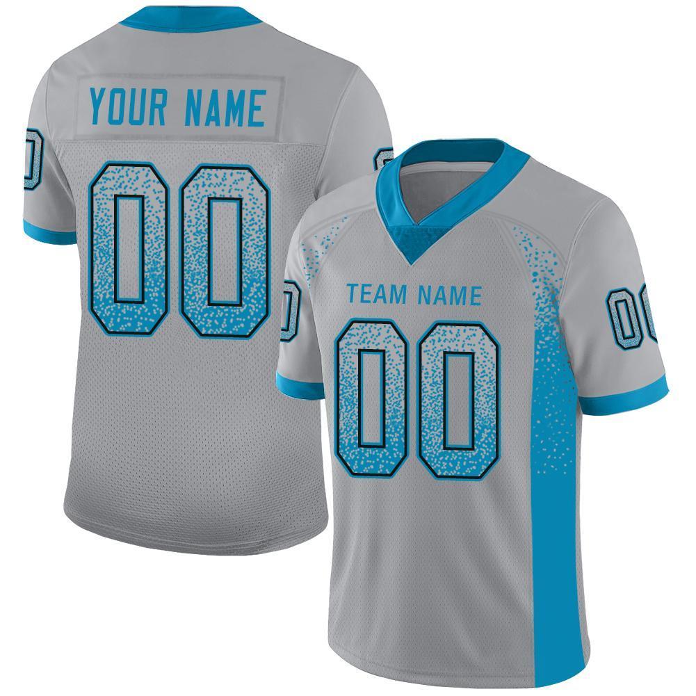 Custom Light Gray Panther Blue-Black Drift Fashion Mesh Authentic American Football Jersey| KXKSHOP