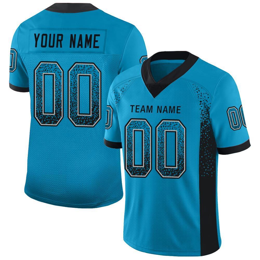 Custom Panther Blue Black-Gray Drift Fashion Mesh Authentic American Football Jersey| KXKSHOP