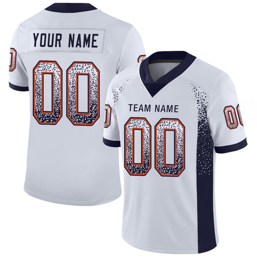 Custom White Navy-Orange Drift Fashion Mesh Authentic American Football Jersey| KXKSHOP